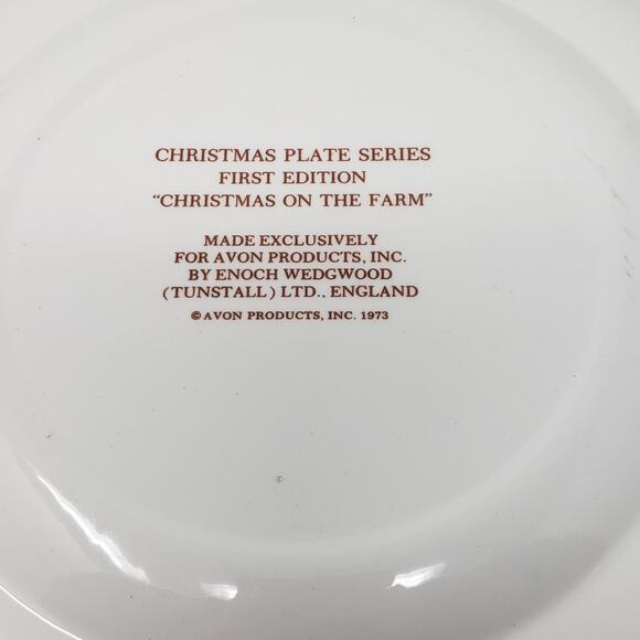 Avon 1973 22K Gold Christmas On The Farm Holiday Plate Vintage By Enoch Wedgwood - Picture 5 of 7
